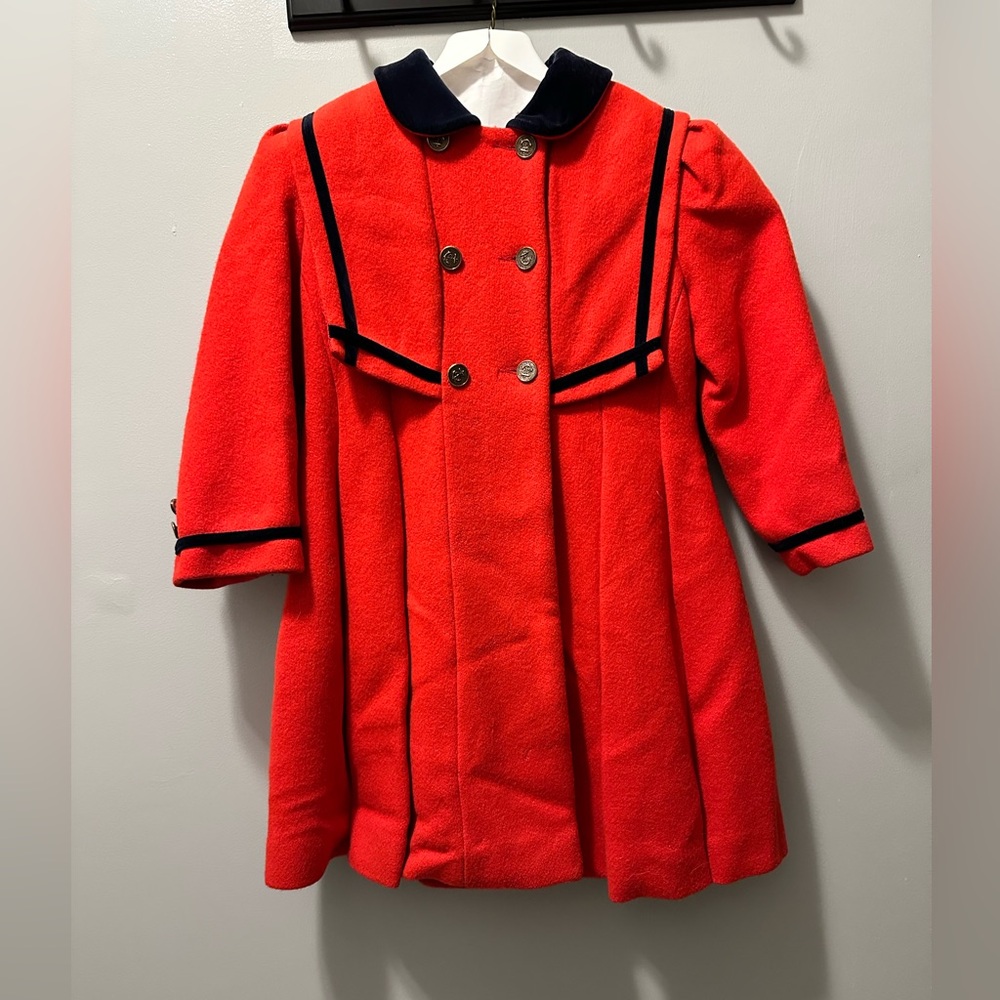 Vintage Rothschild Girls' Red Double-Breasted Wool